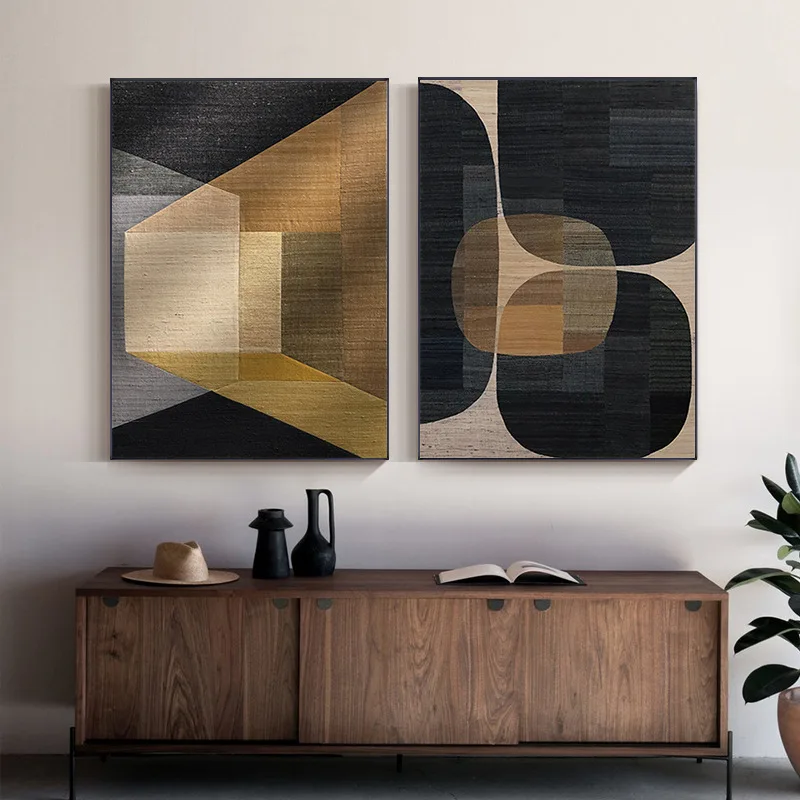 

Abstract Color Combination Of Brown Geometric Canvas Painting Decorative Poster Wall Picture Living Room Decoration Home Decor