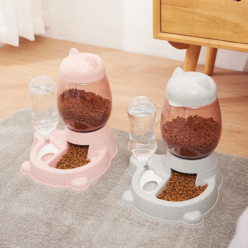 

Pet Automatic Feeder Bowl for Dogs Drinking Water Bottle Kitten Bowls Slow Food Feeding Container Supplies