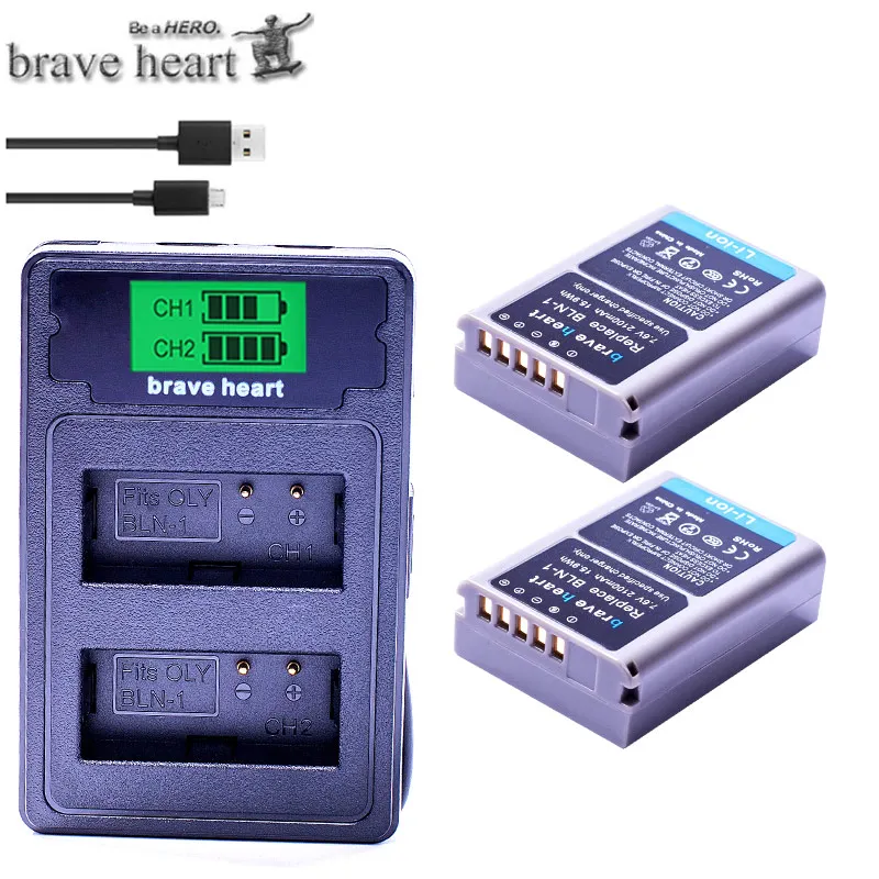 charger and 2battery Горячая Распродажа 2100 мА/ч, PS BLN-1 BLN1 PSBLN1 PS-BLN1 Li-Ion Батарея+ ЖК-дисплей двойной Зарядное устройство для цифровой камеры Olympus E-M5 OM-D E-M1 E-P5 Камера L10 - Цвет: charger and 2battery