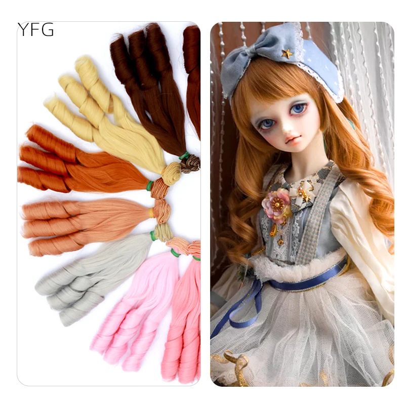 

1 pieza 15cm x 100cm morena café Rubio negro marrón color natural rizado muñeca PELUCAS CABELLO para 1/3 1/4 de 1/6 BJD SD diy