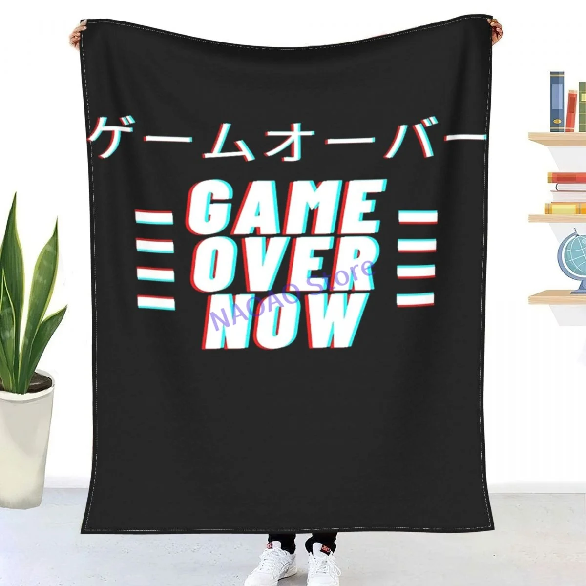 

Anime Game Over Now Kanji Script Throw Blanket Sheets on the bed Blankets on the sofa Decorative lattice bedspreads Happy nap