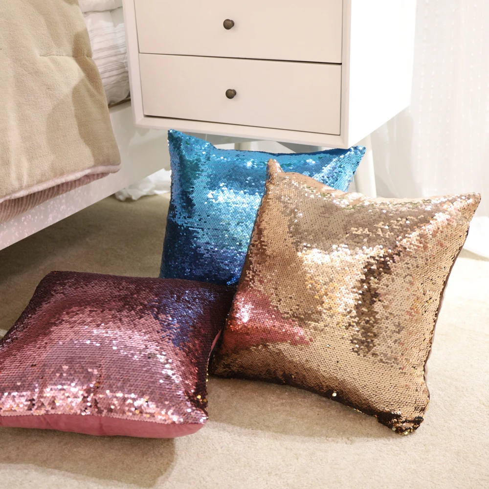 Magic Pillowcase Sequins Throw Pillow Mermaid 40*40cm Cushion Cover Decorative Reversible Sequin Pillowcover for Sofa | Дом и сад