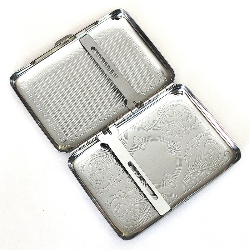 

Steel Stainless Silver Pocket Cigarette Tobacco Case Box Holder Double Sided Tobacco Storage Case Gift Cigarette Accessories