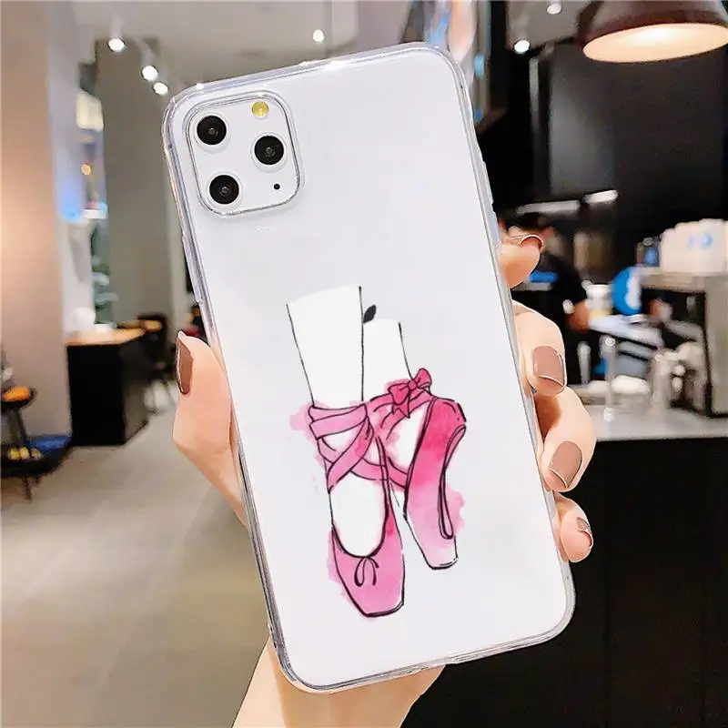 

Cute cartoon art colorful ballerina Phone Case Transparent soft For iphone 5 5s 5c se 6 6s 7 8 11 12 plus mini x xs xr pro max