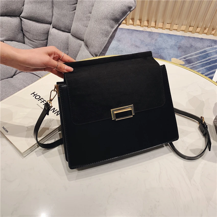 New Fashion Crossbody Bags Over Shoulder Famous Brand Nubuck Leather Handbags Female Large Capacity Messenger Bag Bolsos Mujer