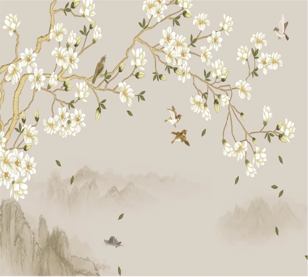 Настенные 3D обои на заказ новинка роспись вручную в китайском стиле цветок