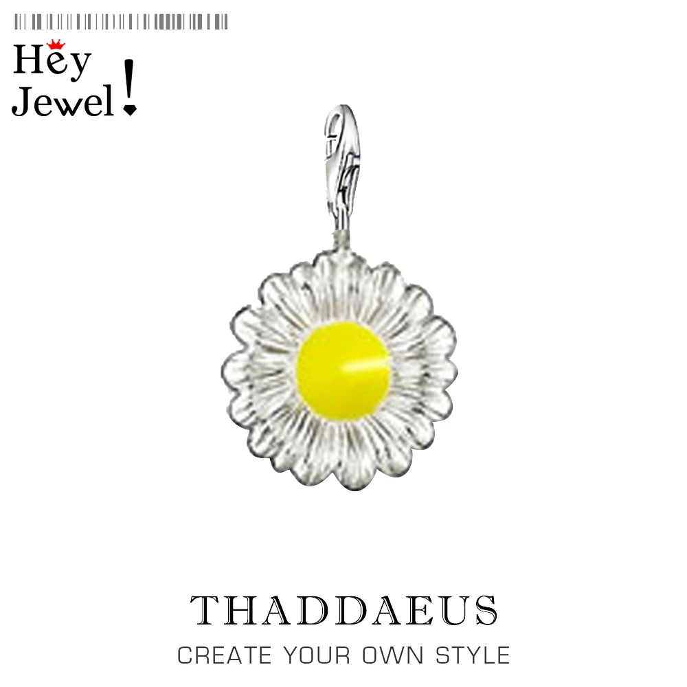 

French Daisy Charm Authentic 925 Sterling Silver Women Men Jewellery Fit Bracelet Clavicle Chain 2020 Spring New Pendant Charms