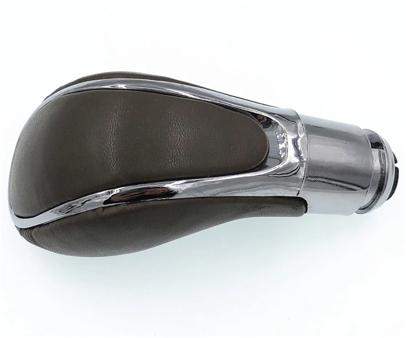 Коричневая Хромированная ручка переключения передач из искусственной кожи для