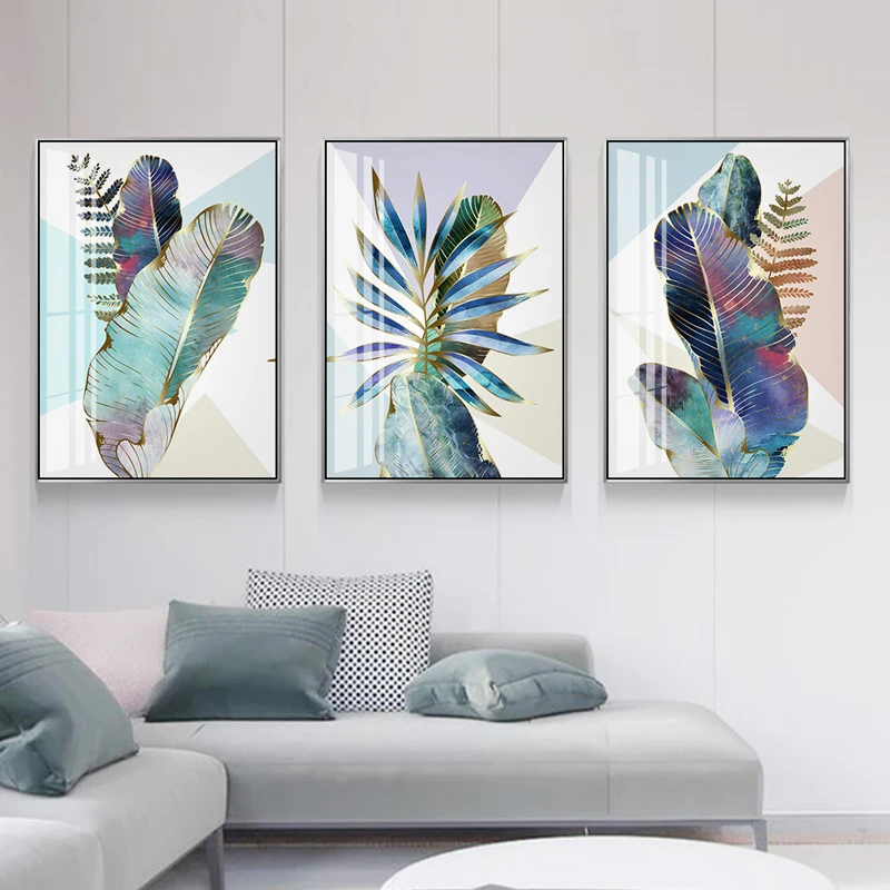 Абстрактный Золотой Жилка листа картина живые картины большой плакат HD Wall Art