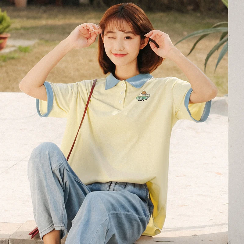 Поло цвета хаки новинка 2021 футболка с коротким рукавом в гонконгском стиле для