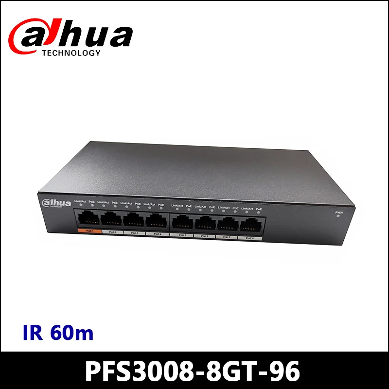 Коммутаторы Dahua PoE PFS3008 8GT 96 8 портов Gigabit Ethernet выключатель с поддержкой порта Hi 60 Вт
