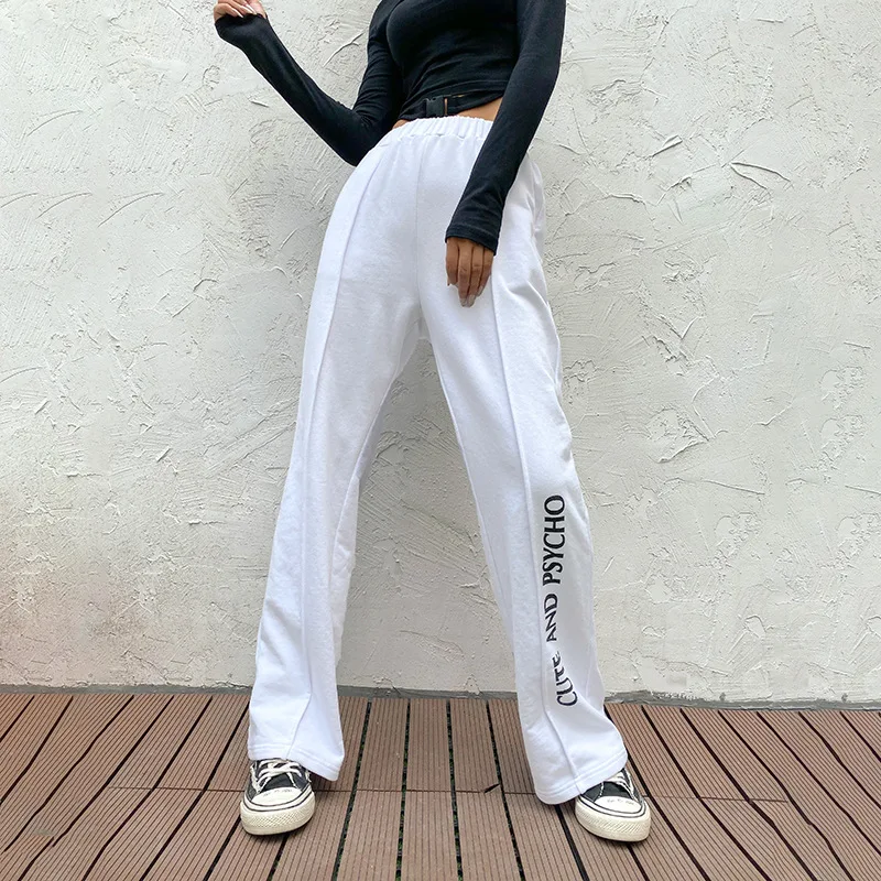 

Women's trousers new winter women's fashion show thin line printed cotton letter sports leisure trousers