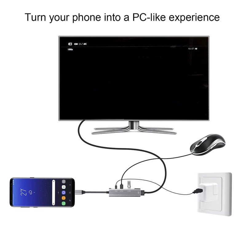 

USB Type C to HDMI Adapter Digital AV Multi Hub, USB-C Adapter PD Charger for Nintendo Switch, Travel TV Docking Station