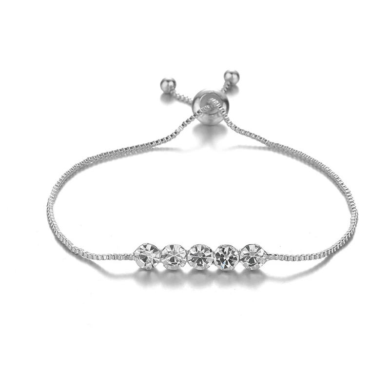 E0049-5 Silver Модный брендовый дизайнерский Кристальный соединенный женский браслет с бабочкой, регулируемые браслеты на цепочке, подарки, Прямая поставка - Окраска металла: E0049-5 Silver