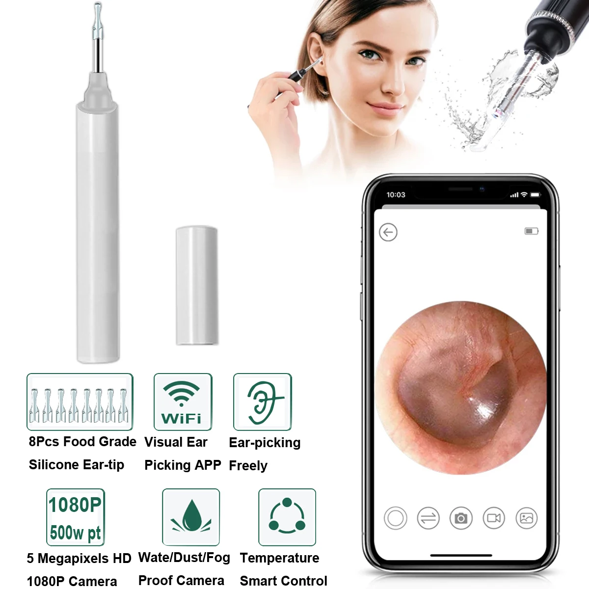 

Многофункциональная эндоскопическая камера с увеличительным стеклом, визуальное приложение для просмотра внутриканальных/оральных наушн...