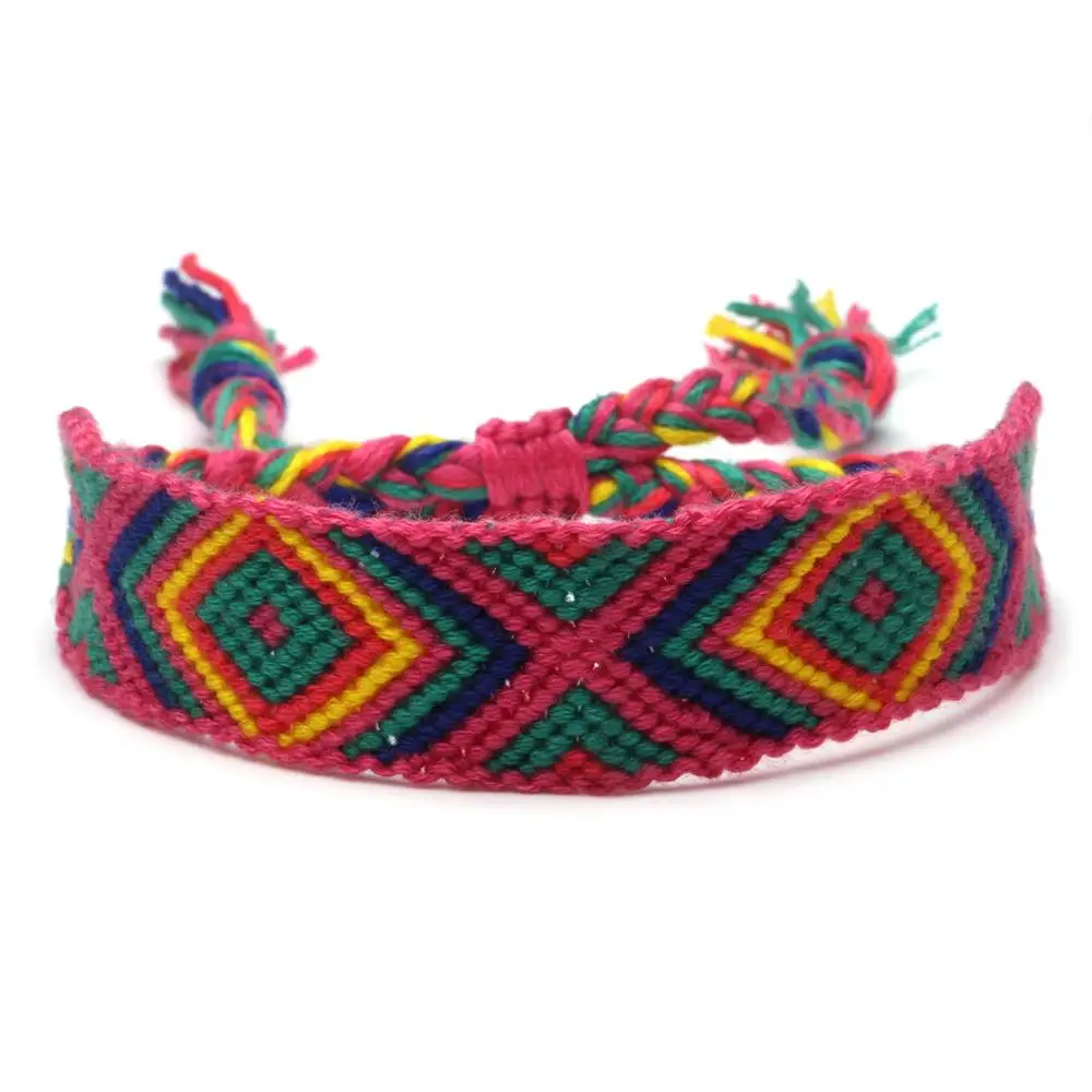 Женский и мужской браслет Boho Evil Eye разноцветный ручной работы с вышивкой в