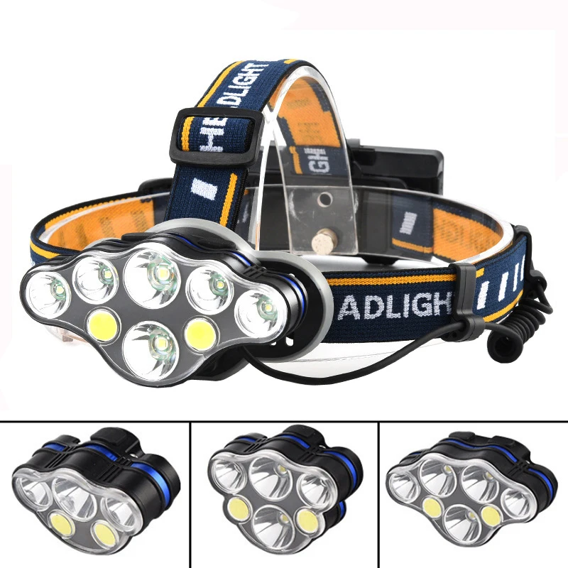 

Супер яркий светодиодный налобный фонарь с 8 * светодиодными лампами 5000 люмен водонепроницаемый наружный светодиодный налобный фонарь легк...
