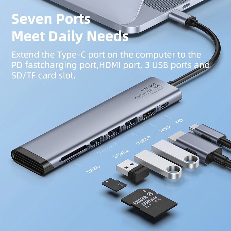 Хагбис USB C концентратор Type к HDMI-совместимый Мульти 3 0 2 адаптер PD Dock SD/Micro SD