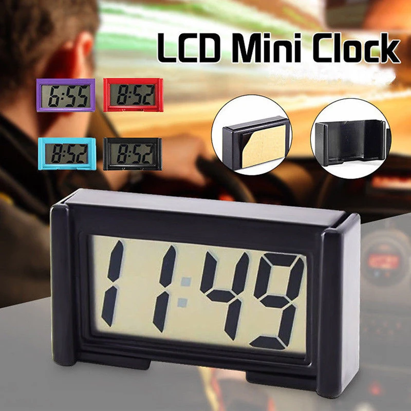 

1pc Mini LCD Screen Digital Clock Car Dashboard Clocks Desk Time Clock Home Study Supplies Automobiles Ornament Accessories
