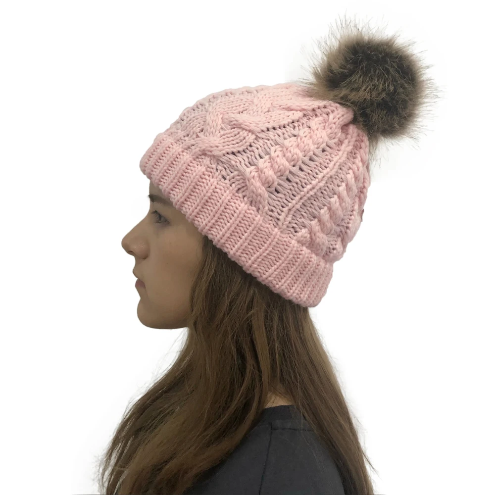 Шапка женская косу волосы шерстяная Осенняя шапка зима Вязание теплые Шапки