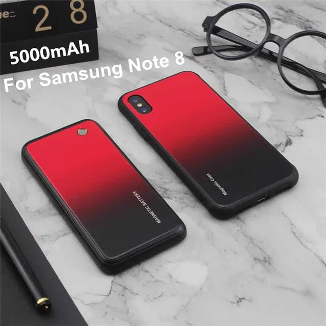 Red For Note 8 5000 мАч беспроводной магнитный чехол для зарядки аккумулятора для samsung Galaxy S9/S9 Plus, Расширенный чехол для аккумулятора телефона для samsung Note 8/9 - Цвет: Red For Note 8