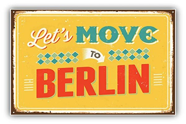 

Retro tin paintings Let's Move To Berlin Vintage Travel Tin Sign Art Decor