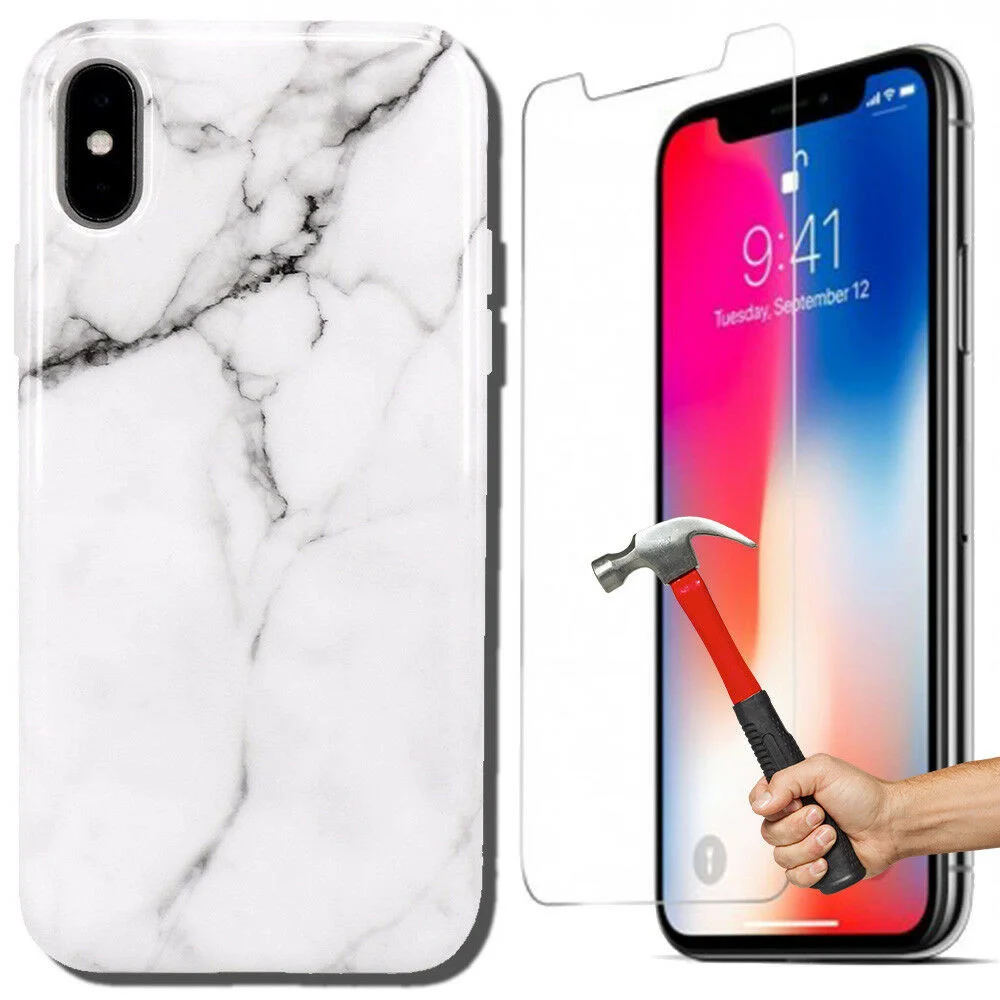 

MARBRE COQUE FOR IPHONE 6 7 8 X XR XS MAX 11 Pro + PROTECTION FILM VERRE TREMPE
