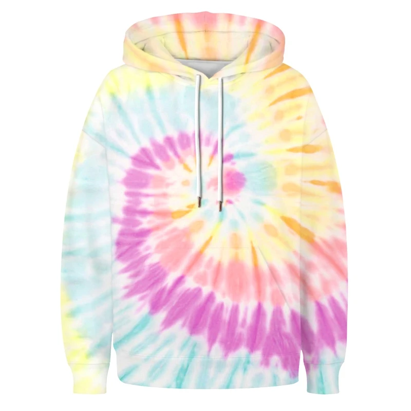 

Women Long Sleeve Drawstring Hoodies Colorful Tie Dye Digital Print Sweatshirt Baggy Oversized Loose Hip Hop Tops Pocket