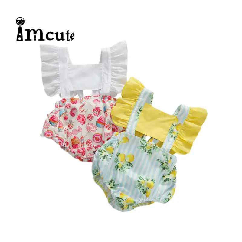 Imcute 2 шт./лот новорожденные дети девочки кружевные летающие рукава лемон боди