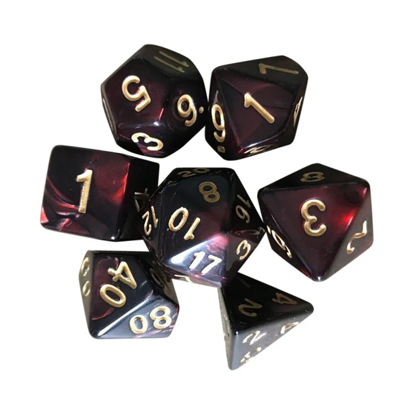 E 7 шт игральные кости-многогранники TRPG игры многогранные D4-D20 многогранные кости развлекательные инструменты#2N23 - Цвет: E