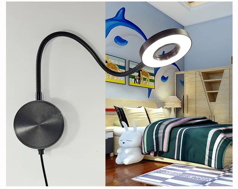 Светодиодный гибкий семейный настенный светильник для чтения книг с алюминиевой