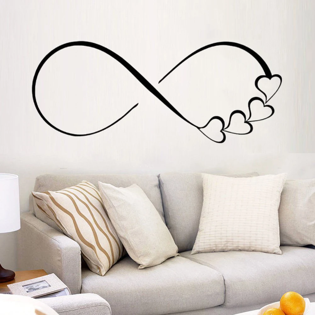 

Vinyl Wall Decals Hearts and Infinity Symbol Love Sign Family Stickers Bedroom Home Decor Wedding Gift for Couples Murals DW7396