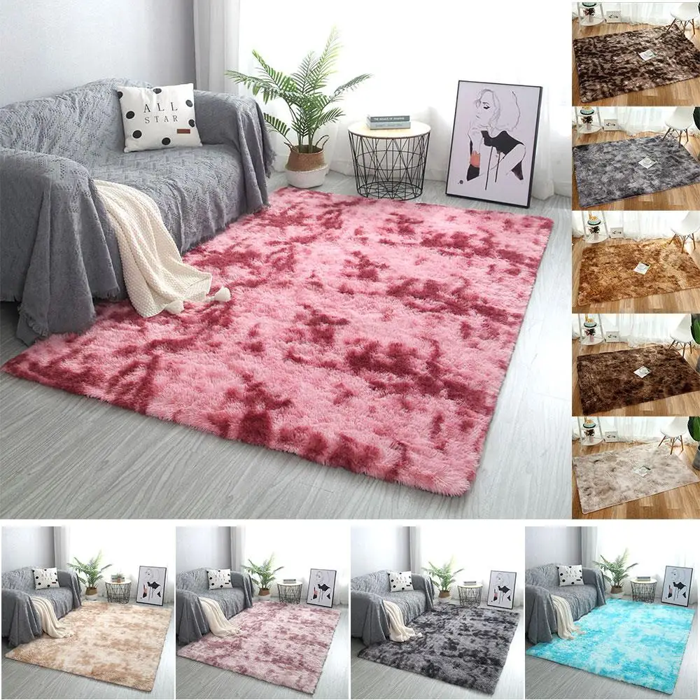 

Multicolored Polyester Fiber Bedroom Fluffy Rugs Area Rug Warm Shaggy Mat Living Room Carpet Floor Anti-Skid Sofa Home