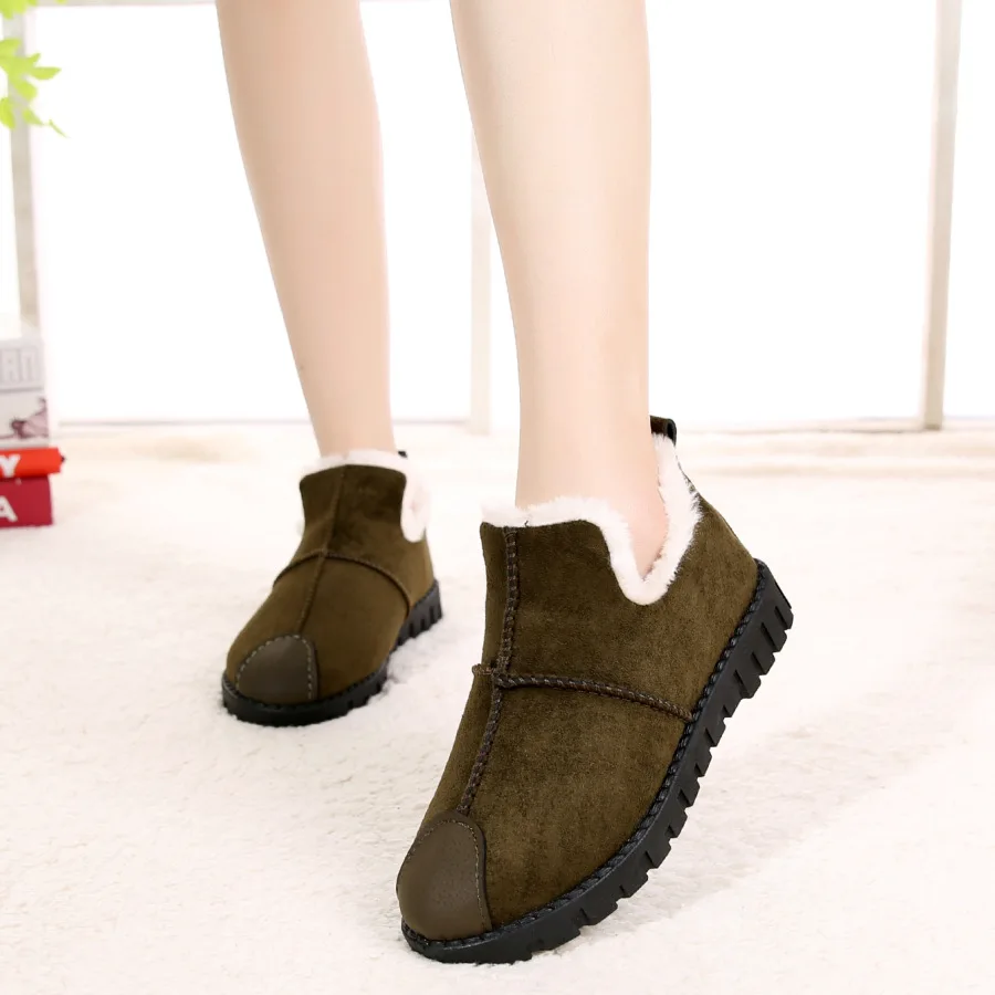 Зимний теплый мех ягненка бархатные туфли из хлопка женские зимние ботинки