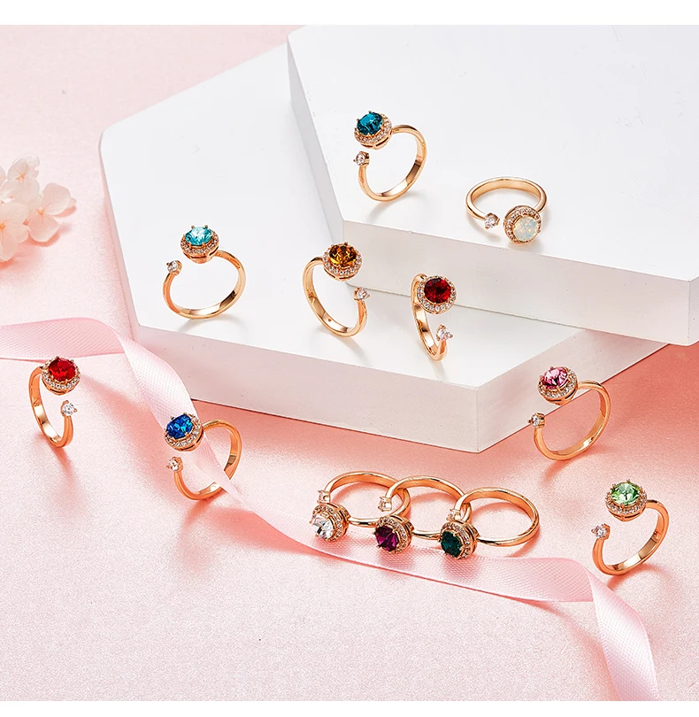 Cdyle кольцо из розового золота, украшенное кристаллом от Swarovski, ювелирные изделия, регулируемый размер, кольца для женщин, подарок на день рождения