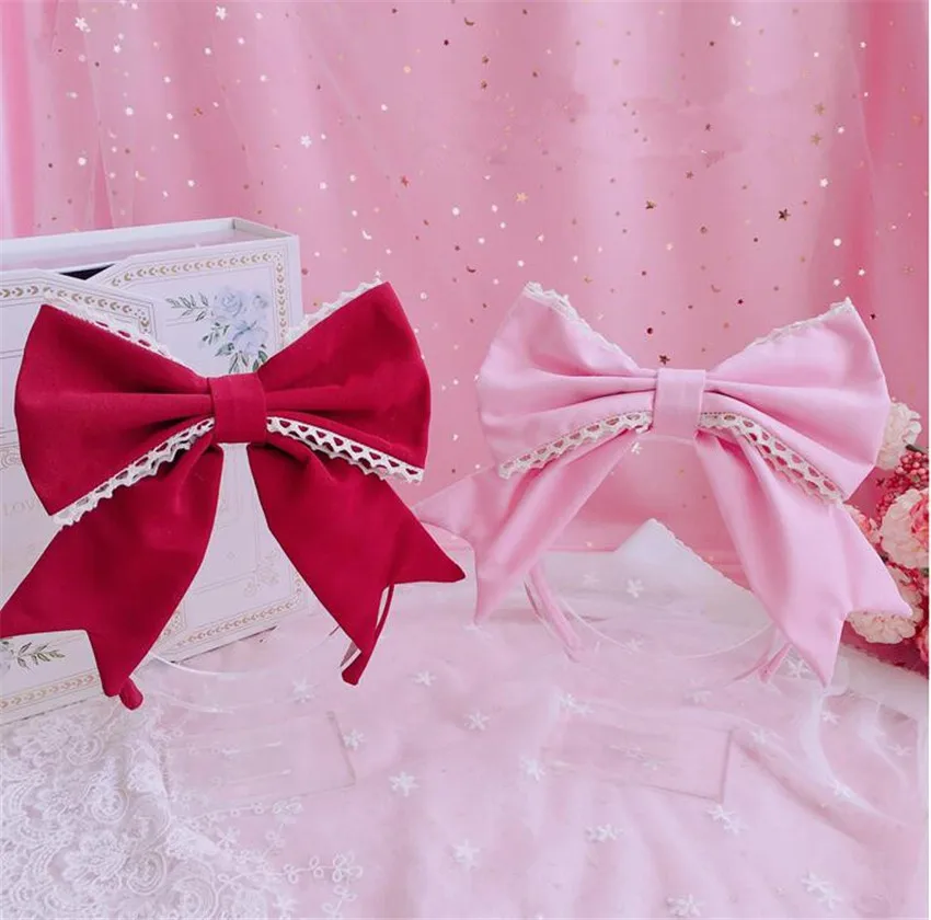 Японский большой бант KC лента для волос аксессуары из кружева бандана на каждый