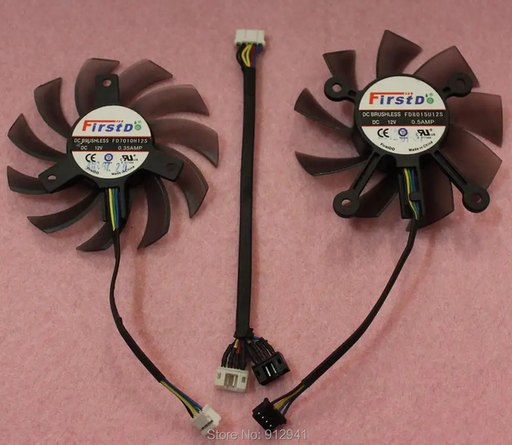 R184 FD7010H12S + FD8015U12S 75 мм двойной кулер Замена вентилятора 4 провода 5Pin для ASUS GTX560 TI HD7850