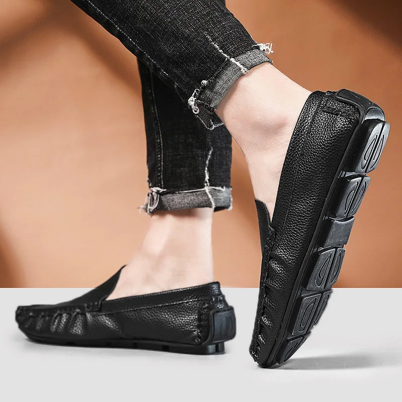 New Arrival High Quality Loafers Fashion Light Driving Shoes Men Casual Genuine Leather Flats Business Bureau Outdoor Footwear | Обувь
