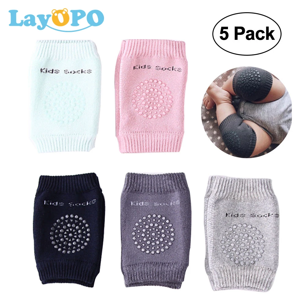 

5 пар, носки для малышей Детские наколенники хлопковые носки для мальчиков и девочек; Штаны с наколенниками, коленные защитные анти-скольжен...