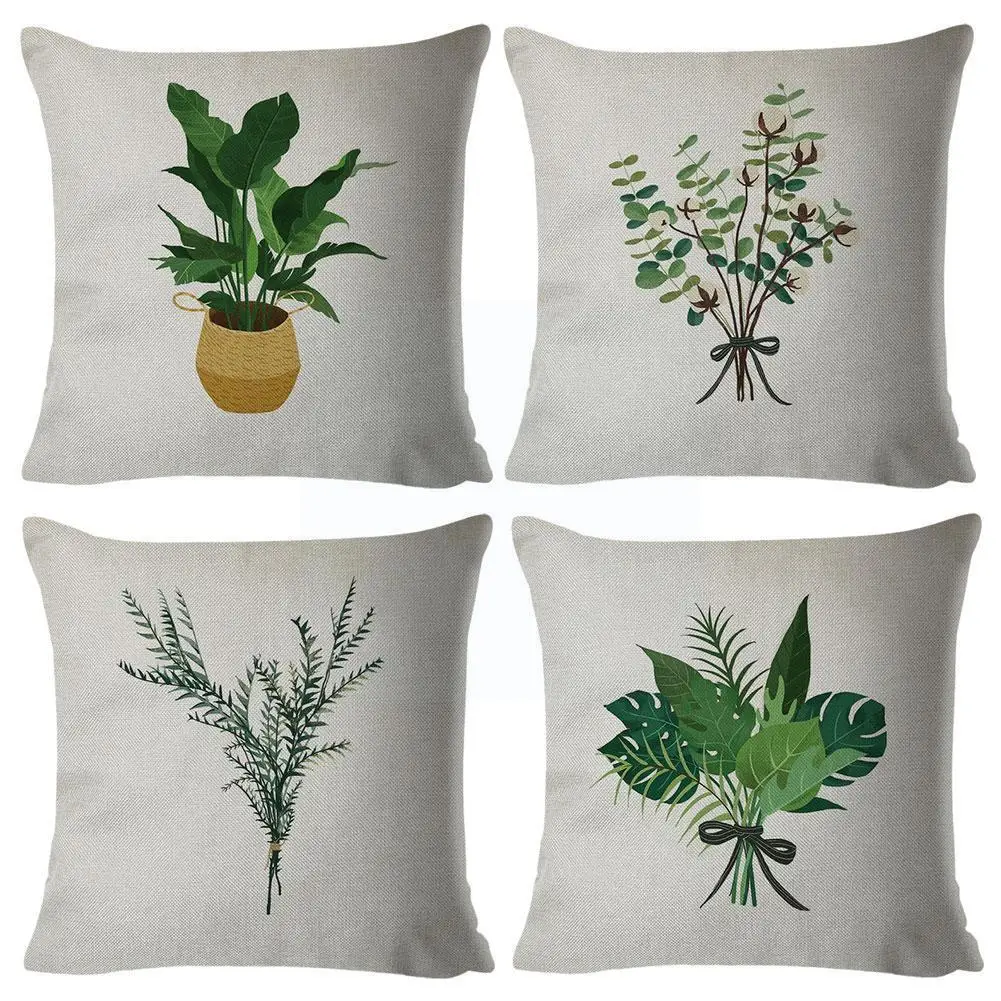 

Nordic Style Plant Green Leaf Pillowcase Polyester Covers Pillow Car Lumbar Home Cover Decor Soft Decorative Cushion G0H0