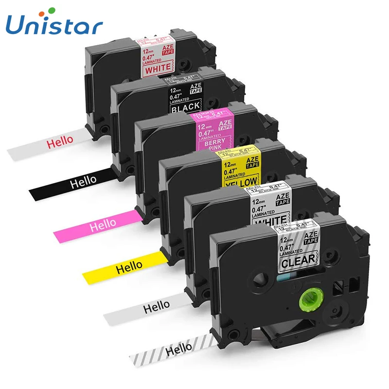 Unistar заменить Brother P Touch PTD200 PTP300BT куб этикетки ленты 12 мм дюймов ламинированные TZe 131