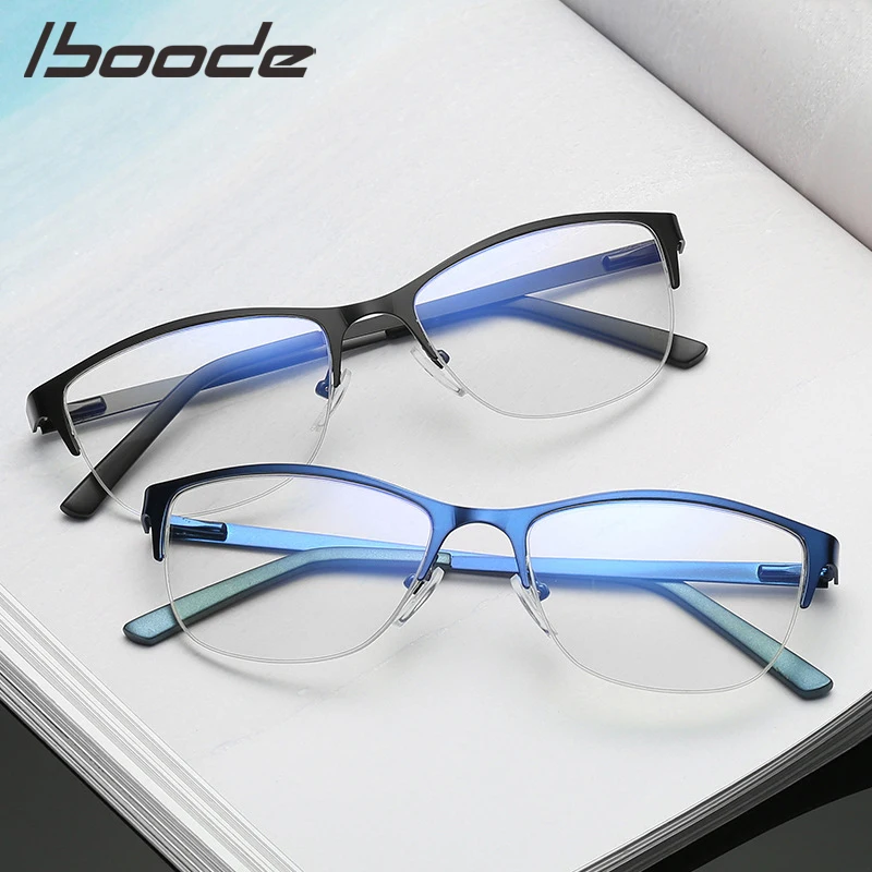 IBOODE металлическая оправа &quotкошачий глаз&quot полуоправа для очков женщин и мужчин