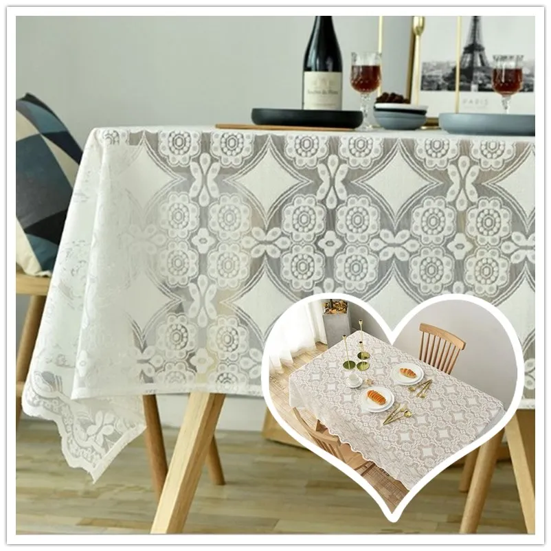 

White lace tablecloth, soft cover towel, rectangular tablecloth, decorative tablecloth