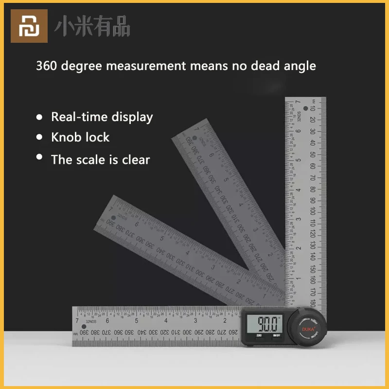 

Youpin DUKA Digital Protractor Angle Rulers 200mm 8inch Angle Finder Meter 304 Stainless Steel 360 Goniometer Inclinometer