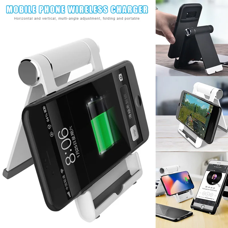 

New Wireless Charging Mobile Phone Stand Holder Powerbank Foldable Portable Bracket DOM668