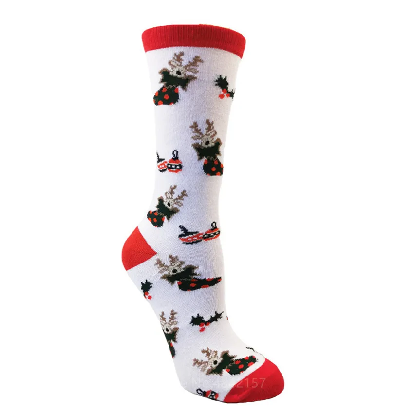 

Christmas Unisex Snow Elk Print Thickness Cotton Sleeping Stockings New 2021 Autumn Winter Funny Santa Claus Socks New Year