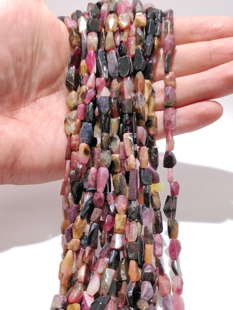 

2A Natural Colorful Tourmaline Stone Gravel Cylindrical Shape Loose Bead for Jewelry Making DIY Bracelet Accessories 15'' 7x11mm