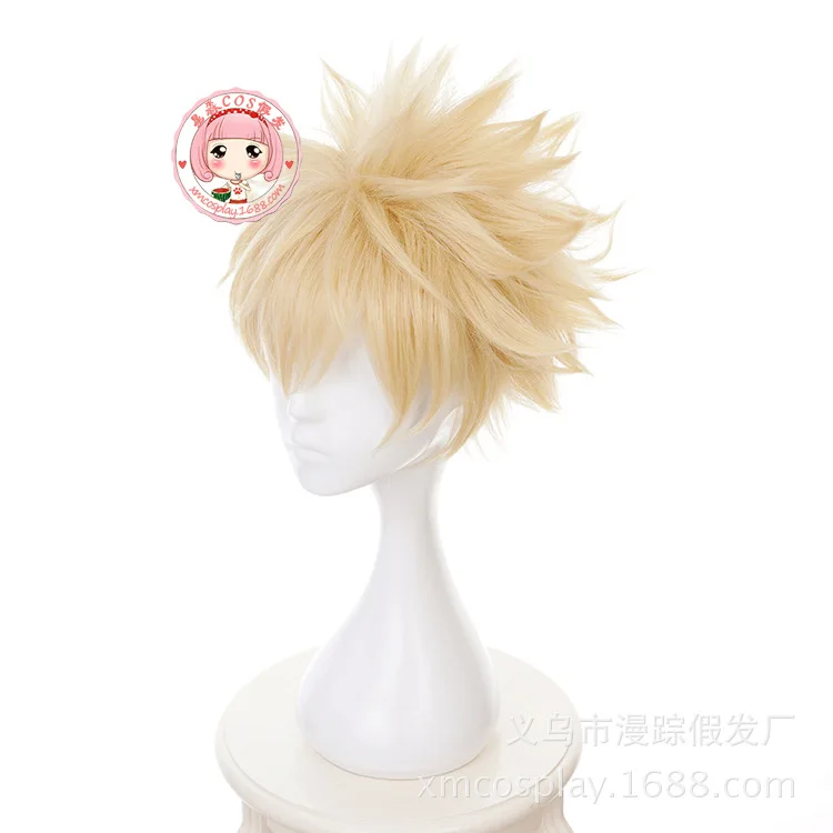 Anime My Hero Academia Baku No Bakugou Katsuki Bakugo Short Linen Blonde Heat Resistant Cosplay Halloween Costume Wig | Тематическая