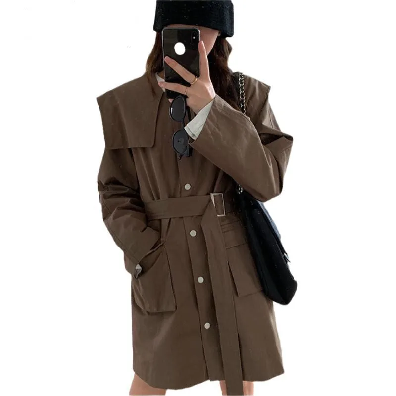 

Новинка 2020, Женский Тренч, винтажная ветровка на завязках, пальто, женский длинный модный Тренч, повседневные свободные осенне-зимние пальт...