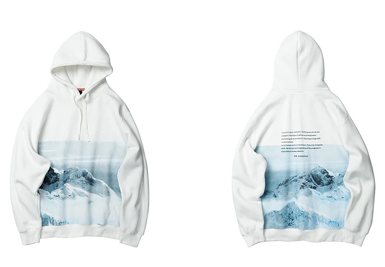 

Hip Hop Men Hoodie Sweatshirt Streetwear Snow Mountain Print Pullover Harajuku Cotton Casual Hooded Hoodie SweatShirt New